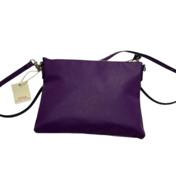 Trina Turk Purple Floral Print Crossbody Bag Gold-tone Hardware NWT - Picture 7 of 11